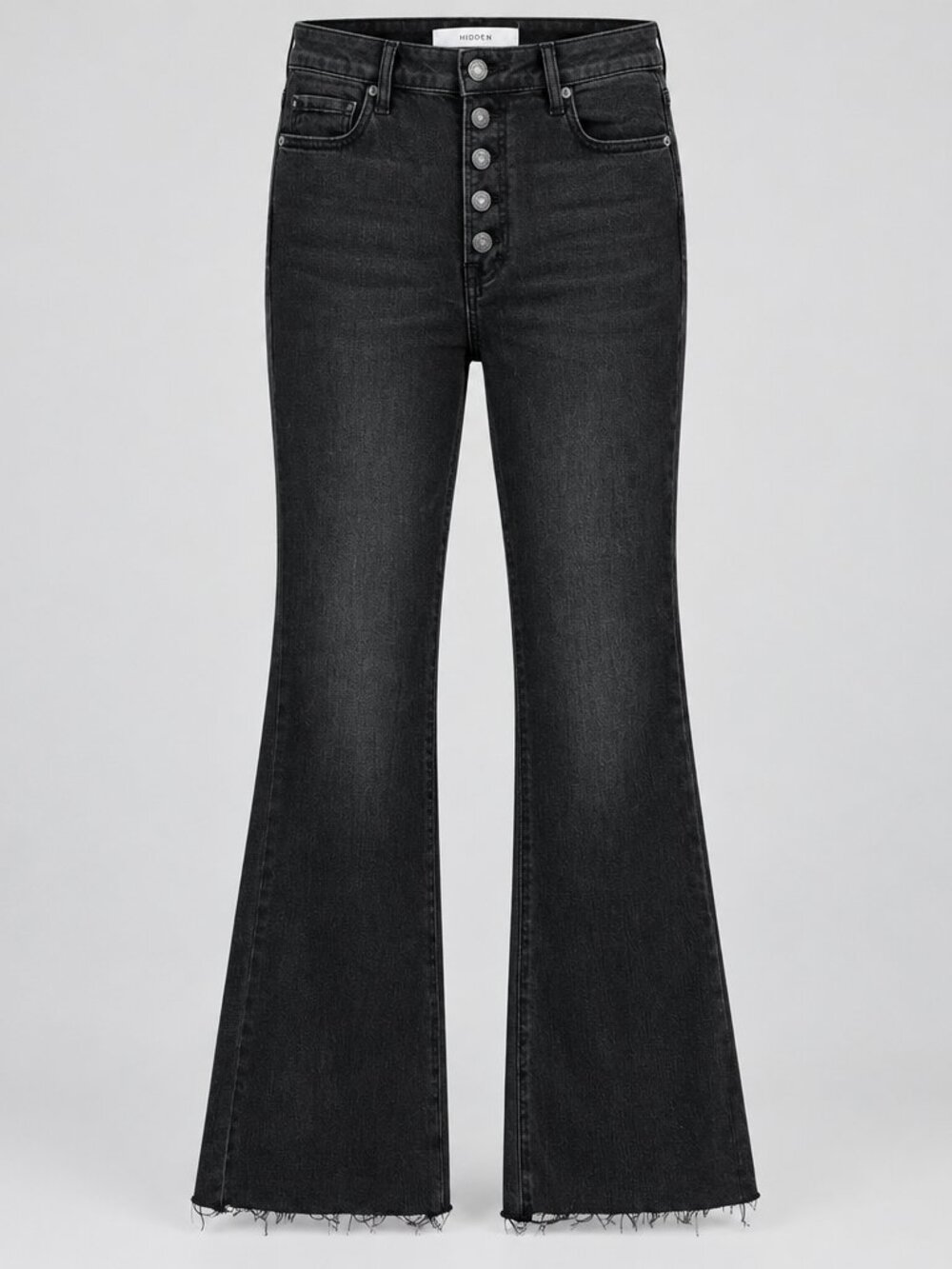 Hidden Jeans Black Exposed Button Cropped Flare Jeans Size 28
